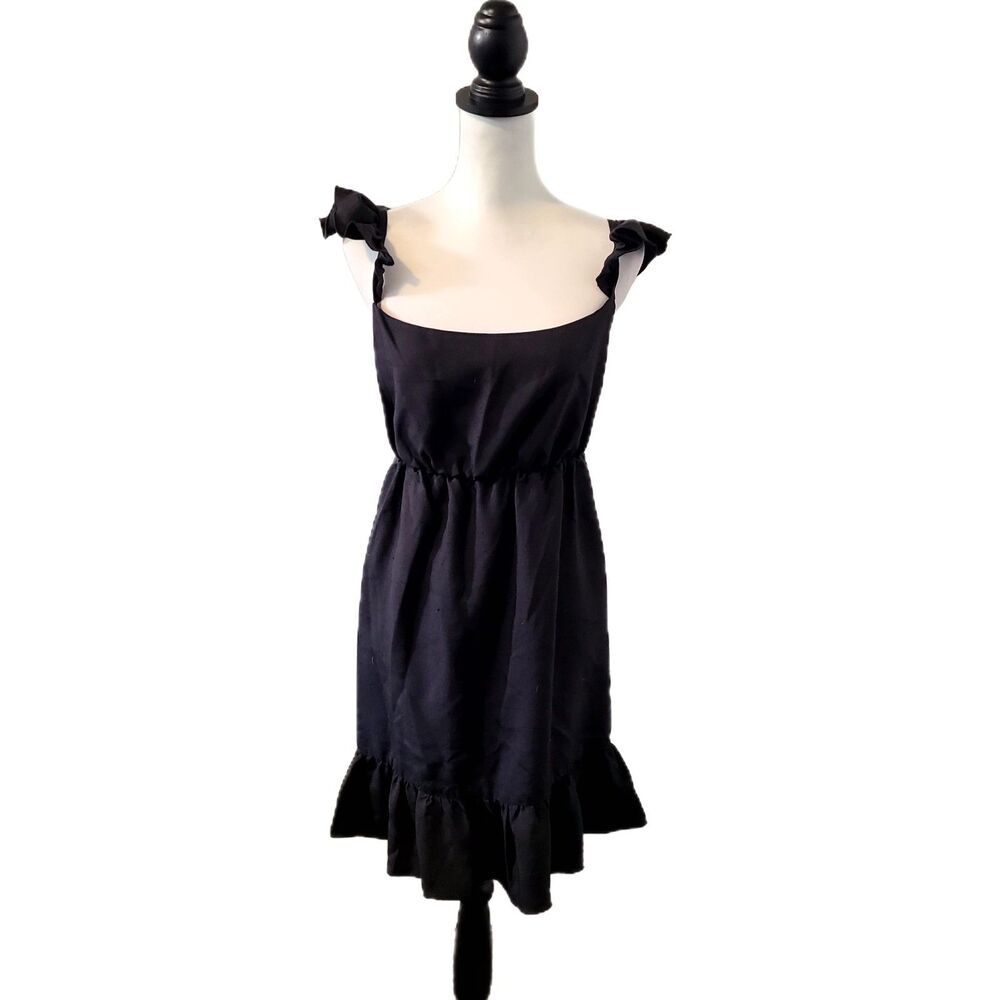 Anthropologie x Vanessa Barrantes NWT $408 Black Ruffle Jumper Dress, Size L